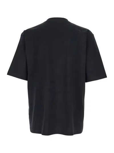 Dsquared2 Men Black Crewneck T-shirt With Logo Lettering On The Front In Cotton Man In Black