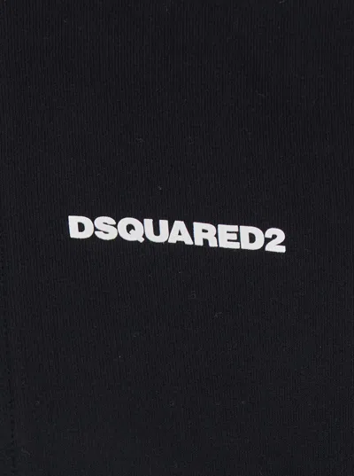 Dsquared2 Men Black High Neck Sweatshirt With Lettering Logo On The Front In Cotton Man In Black