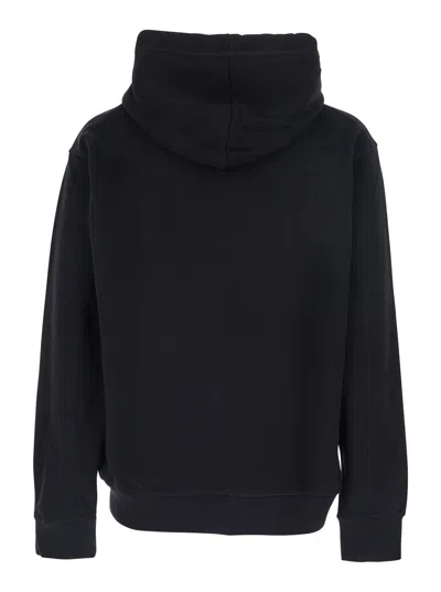 Dsquared2 Men Black Hoodie With Logo Print On The Front In Cotton Man In Black