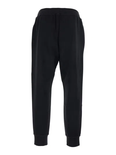 Dsquared2 Men Black Pants With Elastic Waist And Logo Lettering On The Leg In Cotton Man In Black