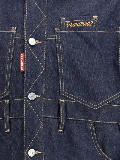 Dsquared2 Men Cargo Denim Jacket In Blue