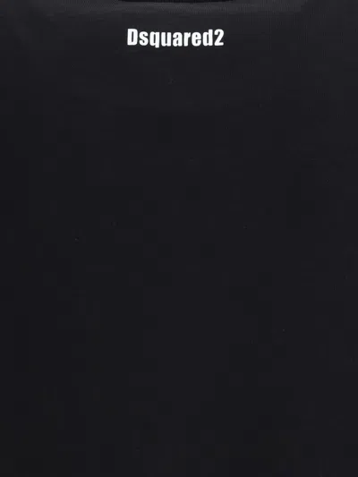 Dsquared2 Black Cotton T-shirt With Embroidered Logo In Black