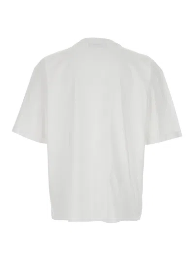 Dsquared2 Men White Crewneck T-shirt With Logo Lettering On The Front In Cotton Man In White