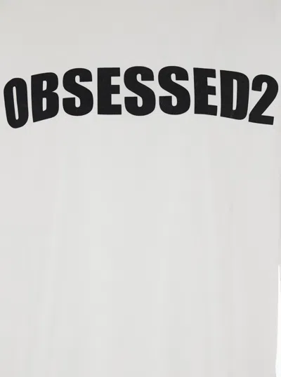 Dsquared2 Men White Crewneck T-shirt With Maxi Logo Lettering On The Front In Cotton Man In White