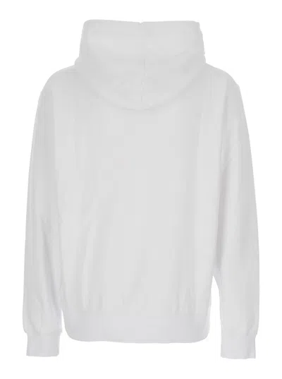 Dsquared2 Men White Hoodie With Logo Print On The Front In Cotton Man In White