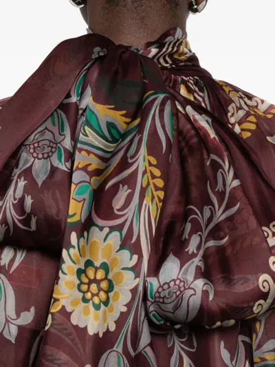 Etro Women Silk Blouse With Paisley Print In Brown