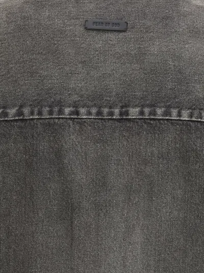 Fear Of God Men Snap Front Denim Overshirt In Black