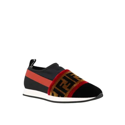 Fendi Black Fabric Sneakers In Multi