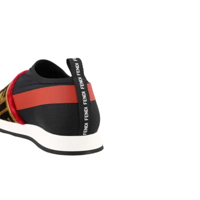Fendi Black Fabric Sneakers In Multi