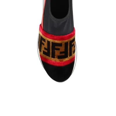 Fendi Black Fabric Sneakers In Multi
