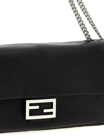 Fendi Baguette Chain Large Shoulder Bag In Black
