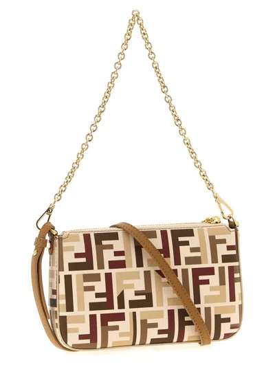 Fendi Pouch With Chain In Multicolor Ff Fabric In Multi