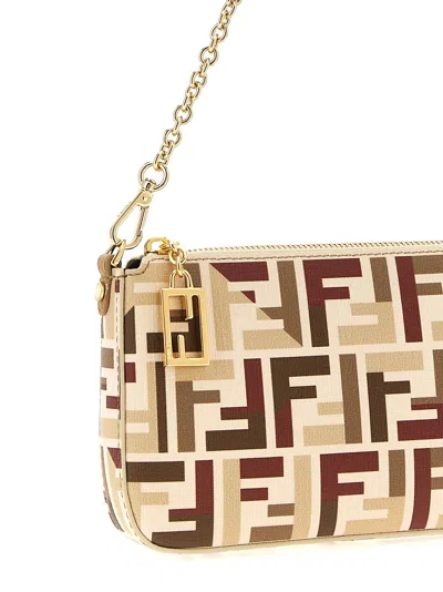 Fendi Pouch With Chain In Multicolor Ff Fabric In Multi