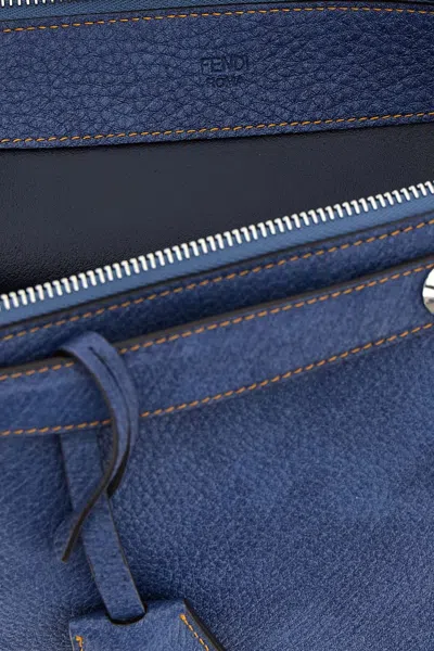 Fendi By The Way Soft Minibag In Blue Denim-effect Leather In Blue