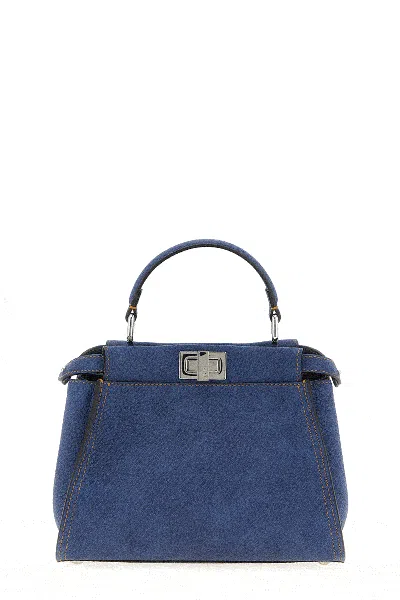 Fendi Pekaboo Soft Mini Hand Bags Light Blue In Blue
