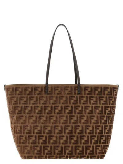 Fendi Women Brown Roll Large Reversible Shopper Bag In Brown