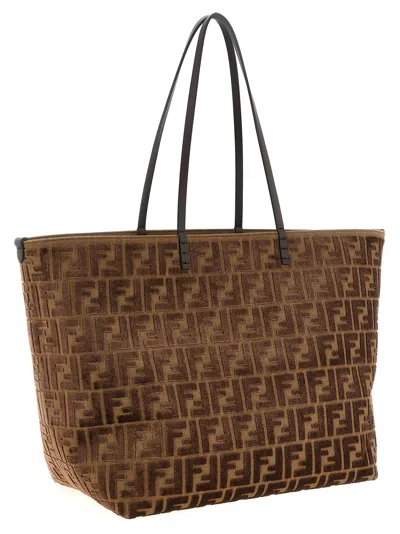 Fendi Women Brown Roll Large Reversible Shopper Bag In Brown