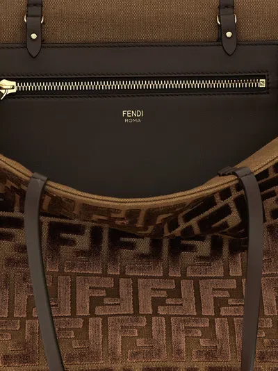 Fendi Women Brown Roll Large Reversible Shopper Bag In Brown