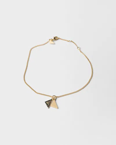 Prada Enameled Metal Necklace In Gold