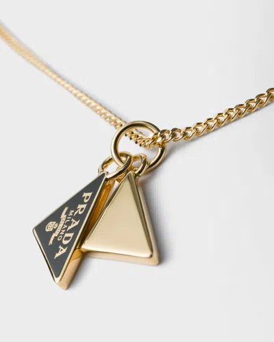 Prada Enameled Metal Necklace In Gold