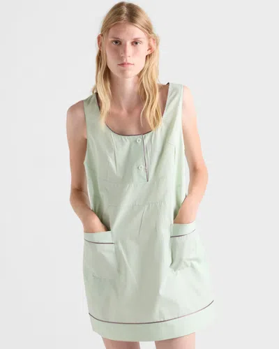 Prada Button Pocket Mini Dress In Blue