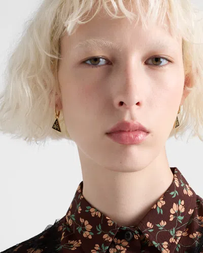 Prada Enameled Metal Earrings In Gold