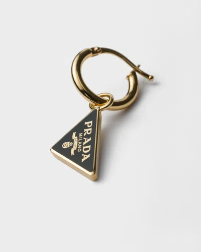 Prada Enameled Metal Earrings In Gold