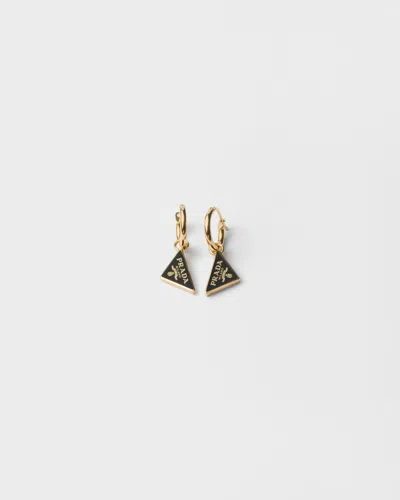 Prada Enameled Metal Earrings In Gold
