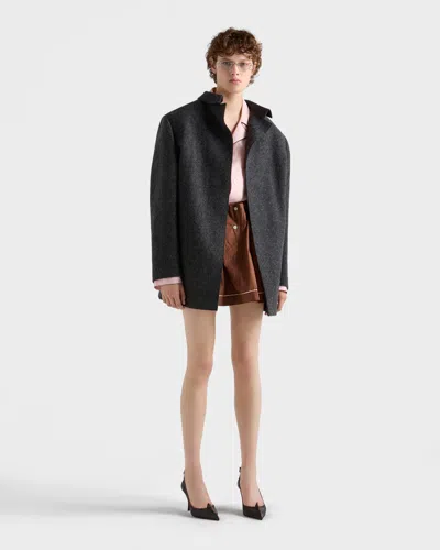 Prada Single-breasted Shetland Wool Jacket In Gray
