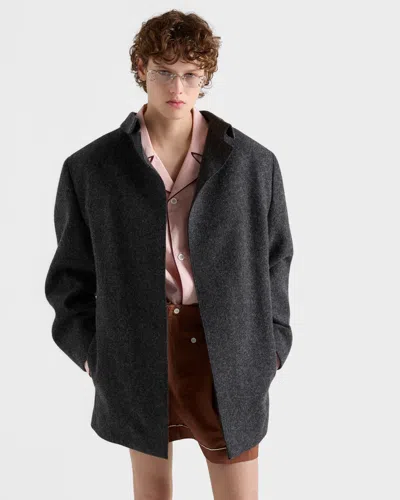 Prada Single-breasted Shetland Wool Jacket In Gray