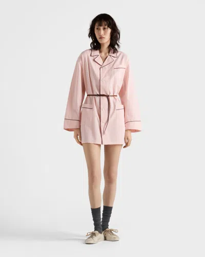 Prada Cotton Shirt Dress In Orange