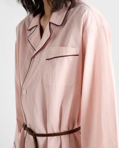 Prada Cotton Shirt Dress In Orange