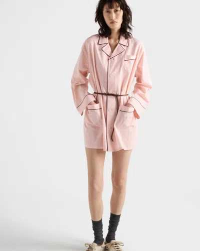 Prada Cotton Shirt Dress In Orange