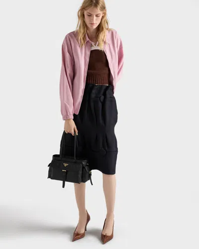 Prada Womens Black Explore Medium Re-nylon And Leather Tote Bag In Black