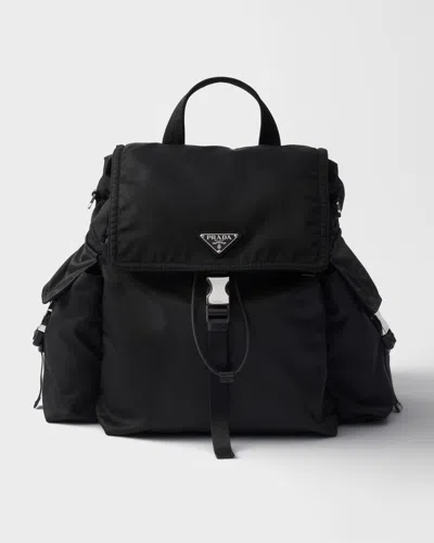 Prada Explore Re-nylon And Leather Backpack In Black
