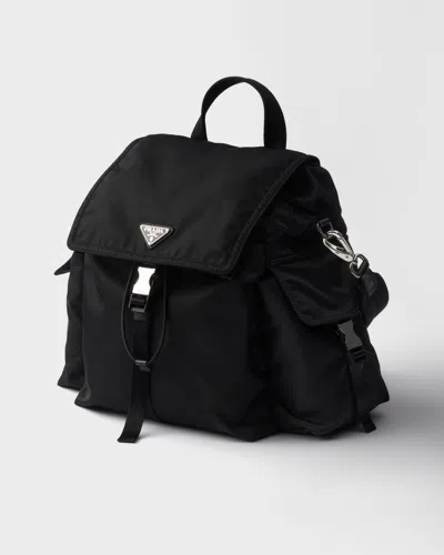 Prada Explore Re-nylon And Leather Backpack In Black