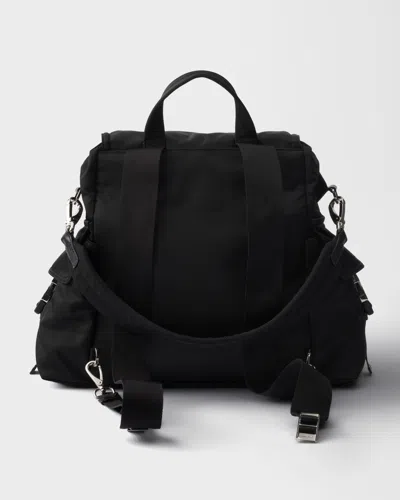 Prada Explore Re-nylon And Leather Backpack In Black