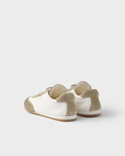 Prada Nappa Leather And Suede Sneakers In Nude