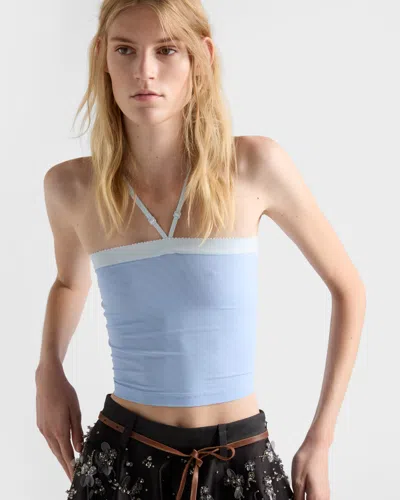 Prada Tulle Top In Blue