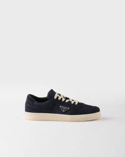 Prada Downtown Re-nylon And Suede Sneakers In Blue