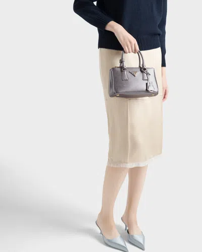 Prada Galleria Patent Saffiano Leather Mini-bag In Silver