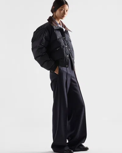 Prada Cropped Compact Poplin Down Jacket In Black