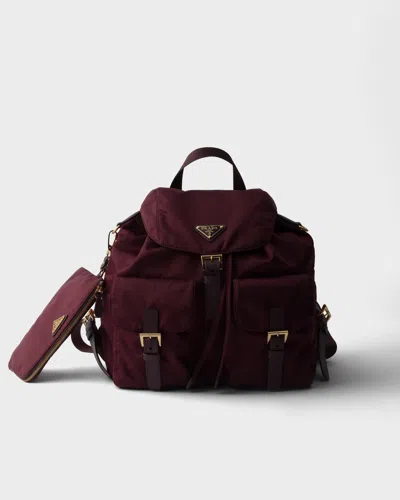 Prada Medium Re-nylon Backpack With Pouch In Burgundy
