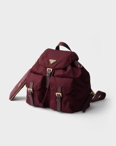 Prada Medium Re-nylon Backpack With Pouch In Burgundy