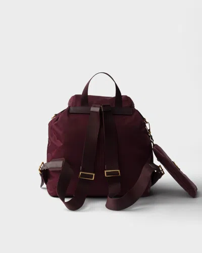 Prada Medium Re-nylon Backpack With Pouch In Burgundy