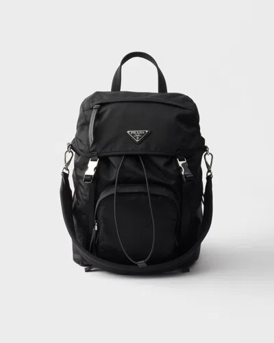 Prada Zipper Logo-detail Backpack In Black