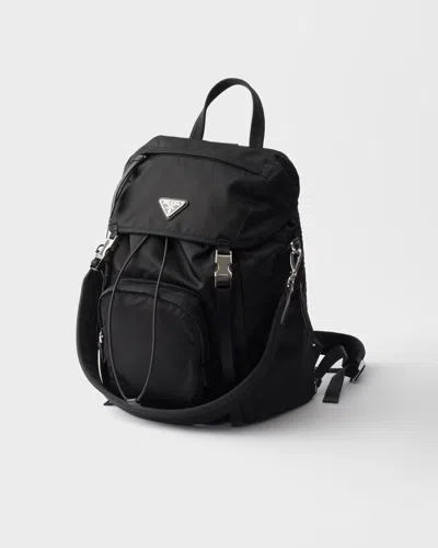 Prada Zipper Logo-detail Backpack In Black
