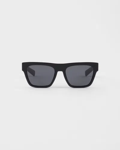 Prada Logo-print Rectangle-frame Sunglasses In Gray