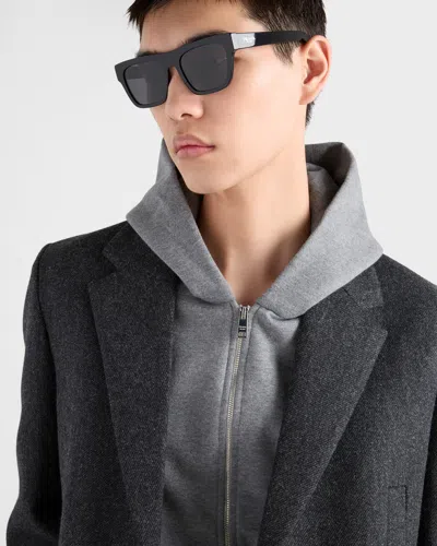 Prada Logo-print Rectangle-frame Sunglasses In Gray