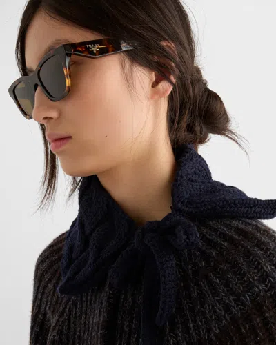 Prada Logo Rectangle-frame Sunglasses In Brown